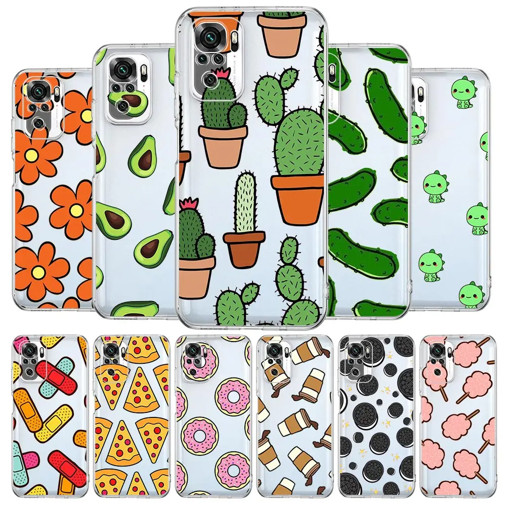 

Fashion Cute Avocado Art New Square Clear Phone Case For Xiaomi Redmi Note 12 11 9S 9 8 10 Pro+ 7 8T 9C 9A 8A K40 Gaming Cover