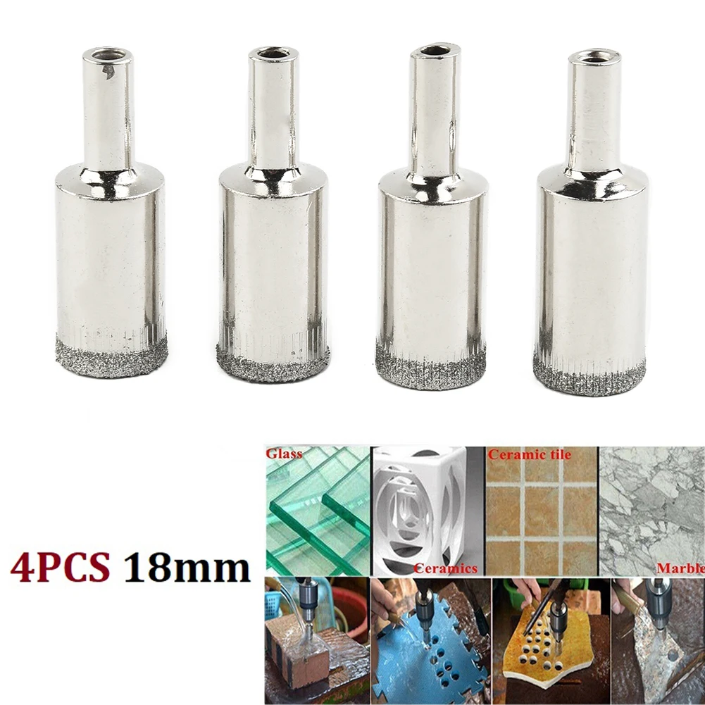 

4PCS Diamond Coated Hole Opener Hole Saw Cutter Drill Bit Carbon Steel Bits For Ceramic Marble Glass Tile 18mm