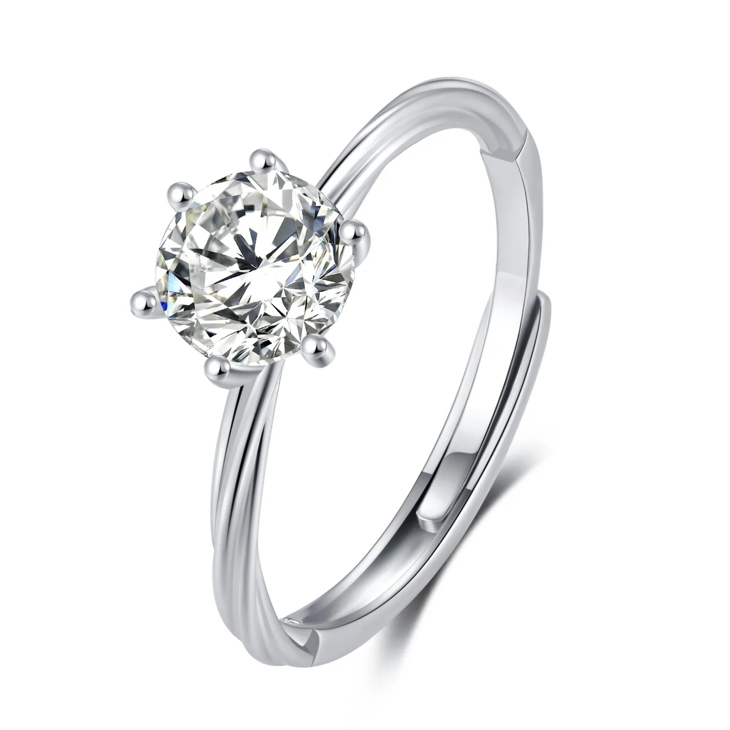 Модное прозрачное кольцо в виде короны из серебра пробы с платиновым покрытием и