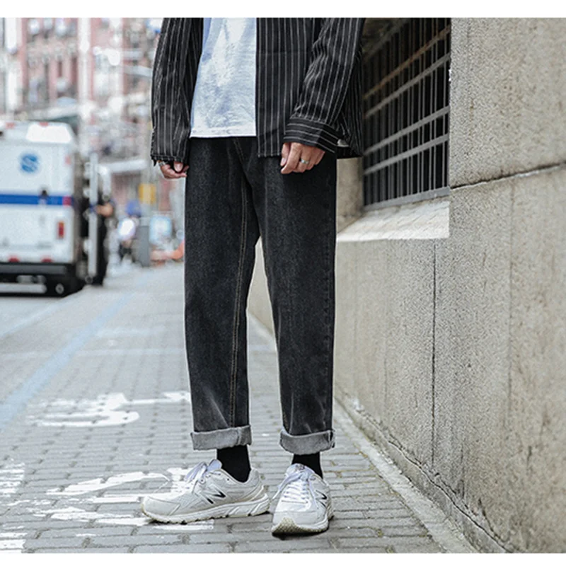 Men's Wear 2022 Autumn New Straight Loose Cylinder Jeans Vintage Versatile Comfortable Black Grey Broad Leg Harun Trousers Women