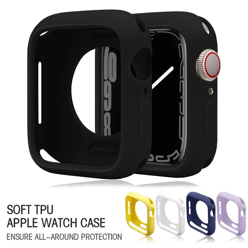Мягкий силиконовый чехол для Apple Watch 7 6 SE 5 4 3 2 защитный iWatch серии 45 мм 44 42 41 40 38 |