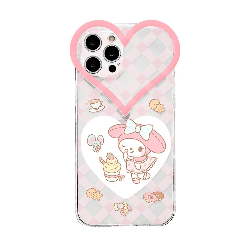 

Sanrio Kawaii Mymelody Suitable for Apple Mobile Phone Shell 12Pro Big Love Transparent Shell Iphone11 Cartoon Xs Cute Xr