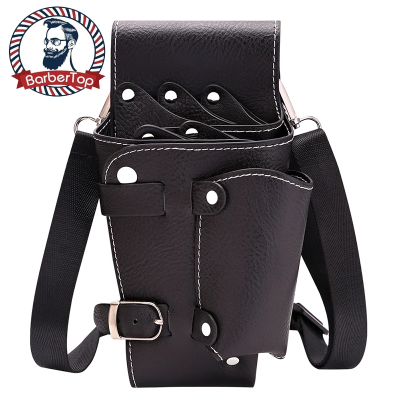 

Barber PU Leather Hair Scissor Storage Bag Hairdressing Holster Pouch Holder Case Rivet Clips Salon Bag with Waist Shoulder Belt