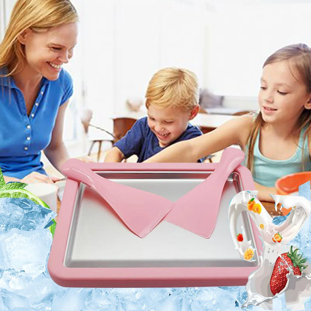 

Ice Cream Maker Yogurt Frozen Pan Mini Fried Yogurts Machine Rolled Ice Cream Maker with 2 Spatulas Fry Ice Plate Home Use