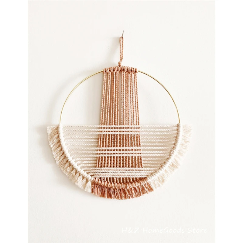 

Colorful Macrame Hoop Wall Hanging Tapestry Boho Hand Woven for Livingroom Bedroom Backdrop Room Home Decor House Decoration