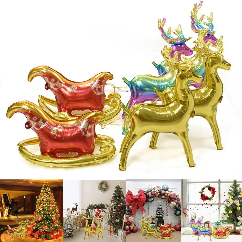 3 Pcs/Set Standing Deer Balloons Reindeer Foil Balloons Christmas Party Decor 2023 New Year Globos Kids Favors Inflatable Toys