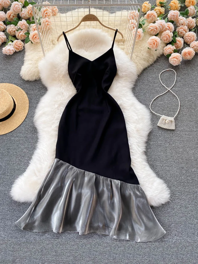 

Женское облегающее платье-Русалка средней длины, элегантное платье с V-образным вырезом на лямках, модель DK1123 на лето