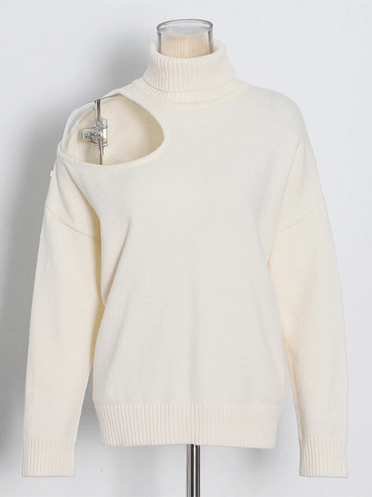 Женский однотонный вязаный свитер VGH повседневный Свободный пуловер с длинным