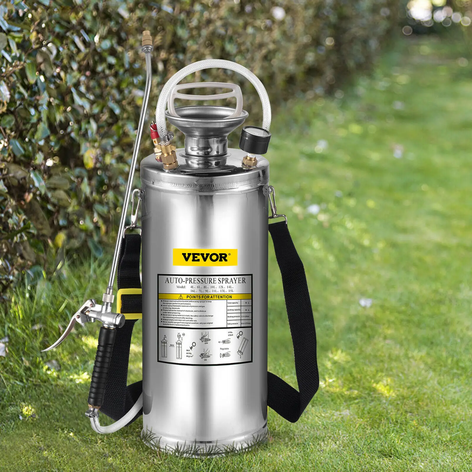 

Портативный ручной распылитель из нержавеющей стали VEVOR 2Gal/8L