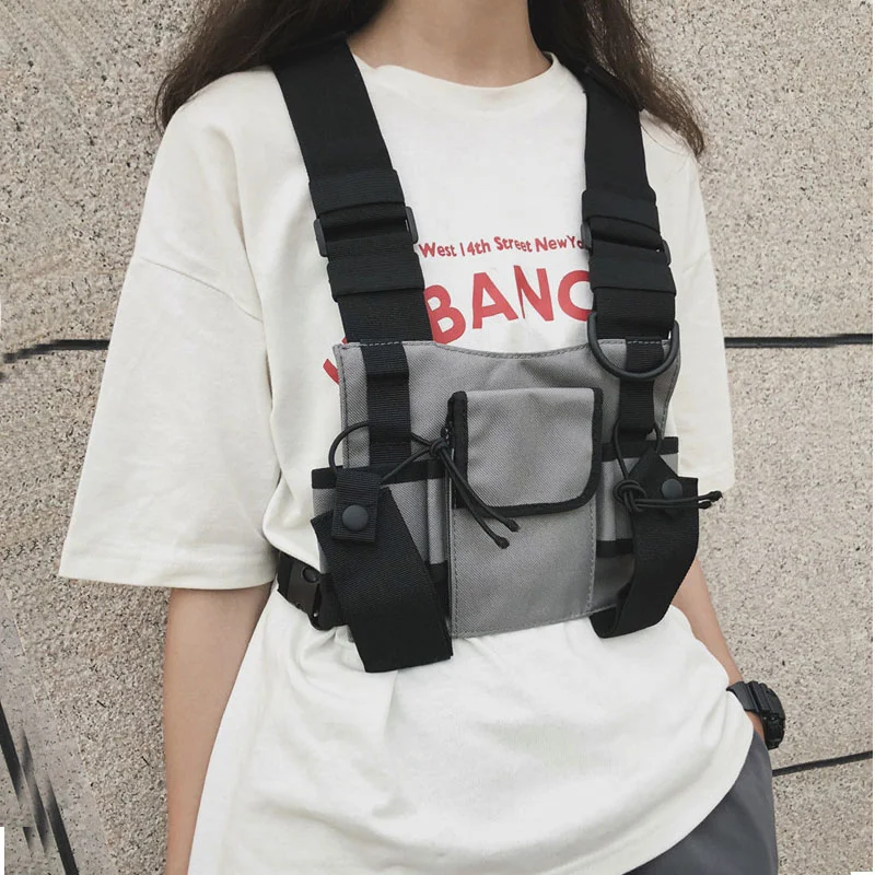 

Men's tactical vest harness kanye west vest rig hip hop streetwear functional chest bag vest front package handbag 062502