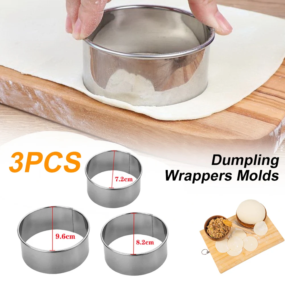 

3Pcs/Set Stainless Steel Dumpling Skin Cutting Mold DIY Cake Cookie Biscuit Mould Baking Pastry Tools Home Kitchen Gadgets