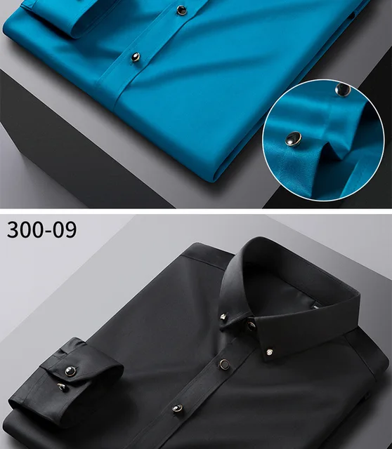 Men's Silk Shirts Long Sleeve Drill Button Solid Color 3XL Silky Business Formal Social No Iron and Wrinkle Soft Fashion Clothes 6
