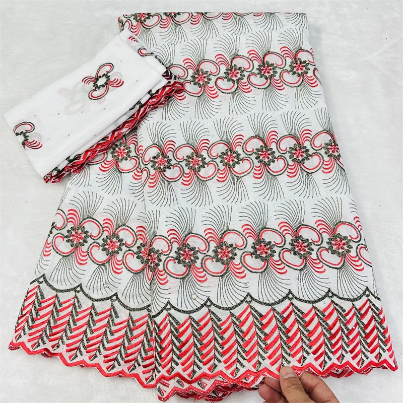 

7 yard With Scarf Swiss lace fabric latest Dry lace embroidery African 100% cotton fabrics Swiss voile lace Dubai style 3L10105