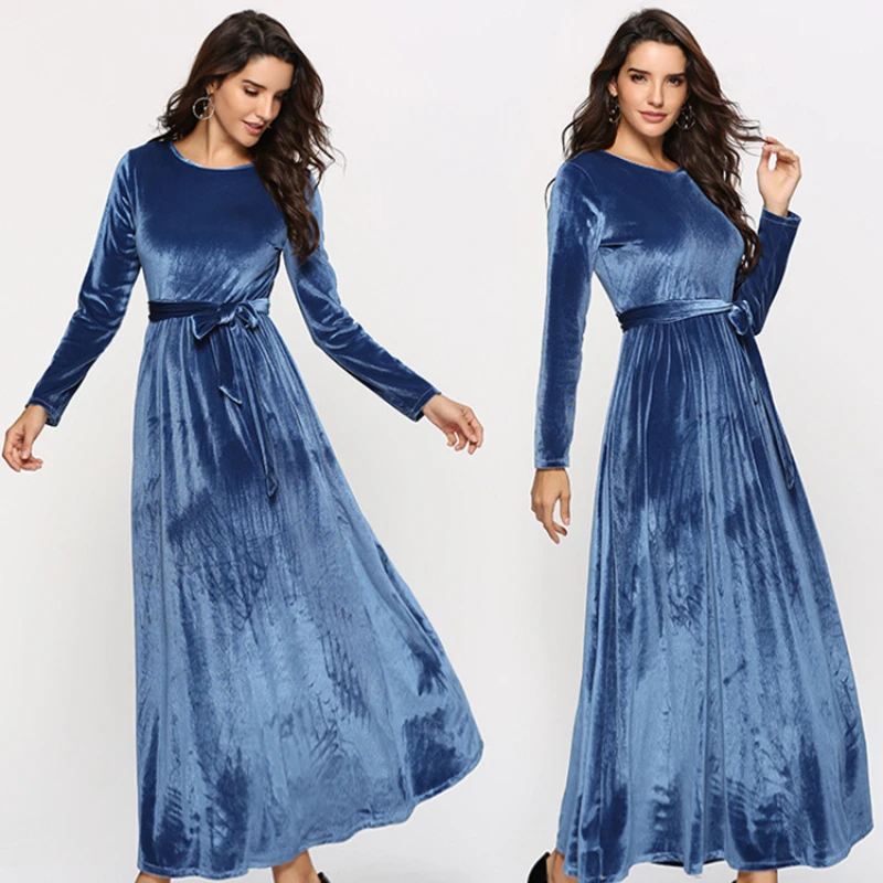 

Blue Velvet Women Midi Dress Puff Sleeve Split Summer Bodycon Sexy Elegant Fashion Partywear with Belt Female Clothing 2022 New