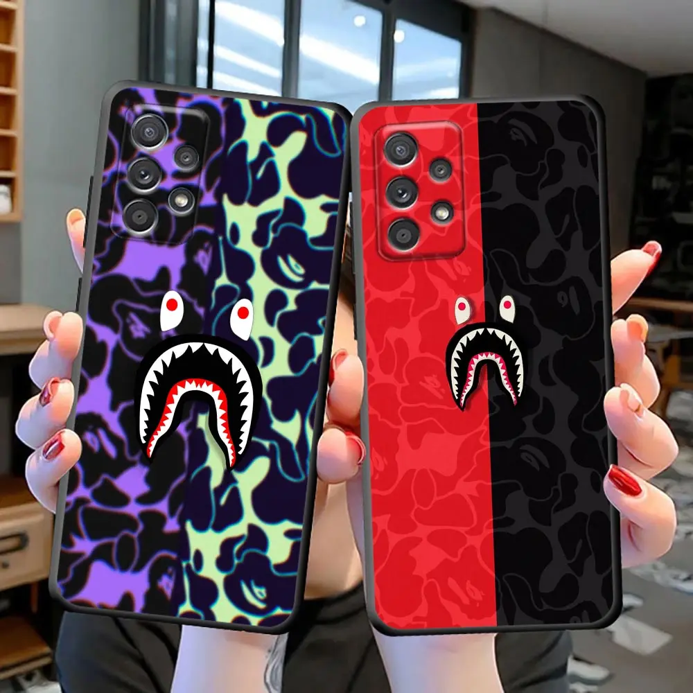 

Funda Coque Case for Samsung S22 S21 S20 S10e S8 S9 S10 Lite FE Plus Ultra 4G 5G TPU Case Capa Ritch A-Bath-B-BAPE Sharks Design