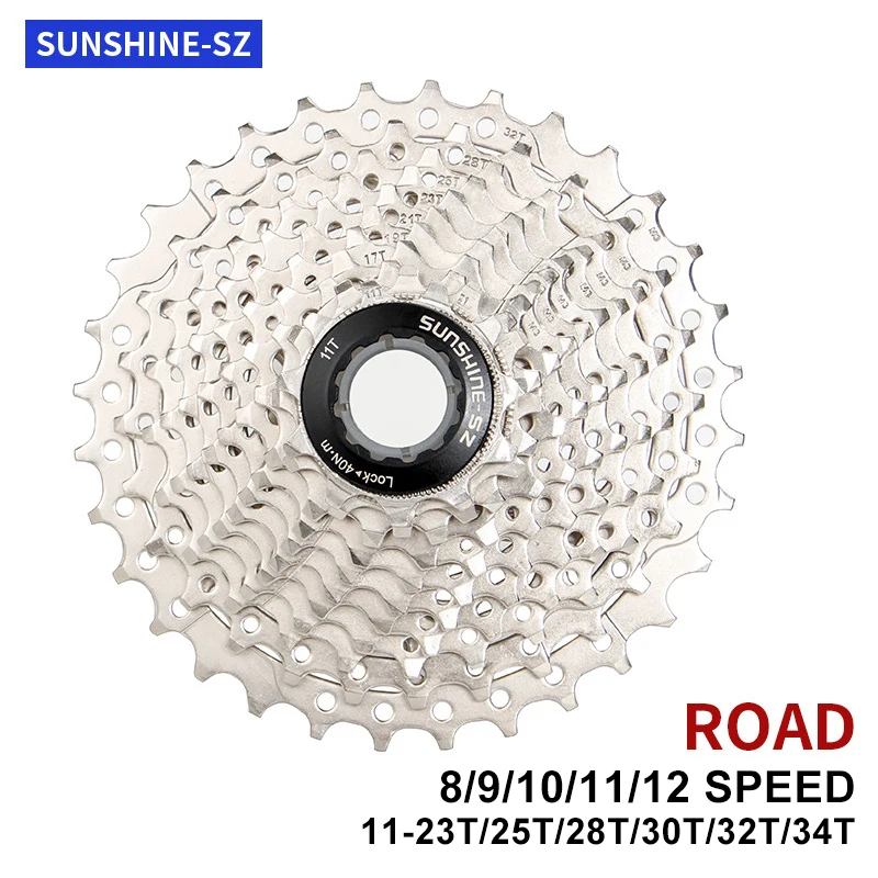 

SUNSHINE Road Bike 8/9/10/11/12 Speed Cassette 11V 23/25T/28T/30T/32T/34T/36T Bicycle Freewheel K7 10V Sprocket for SHIMANO SRAM