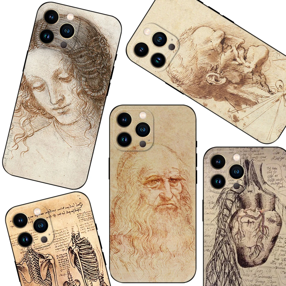 

Da vinci For iPhone case 5 5S SE 6 6S 7 8 Plus X 10 XR XS MAX cell Phone back Cover black tpu cell smartphone cases funda