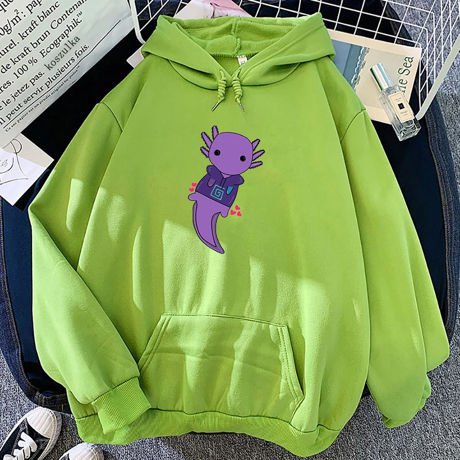 

Милые толстовки Карла Якобса Axolotl, свободная флисовая толстовка с капюшоном, Мультяшные пуловеры Smp мечты, свитшот для подростков, одежда дл...