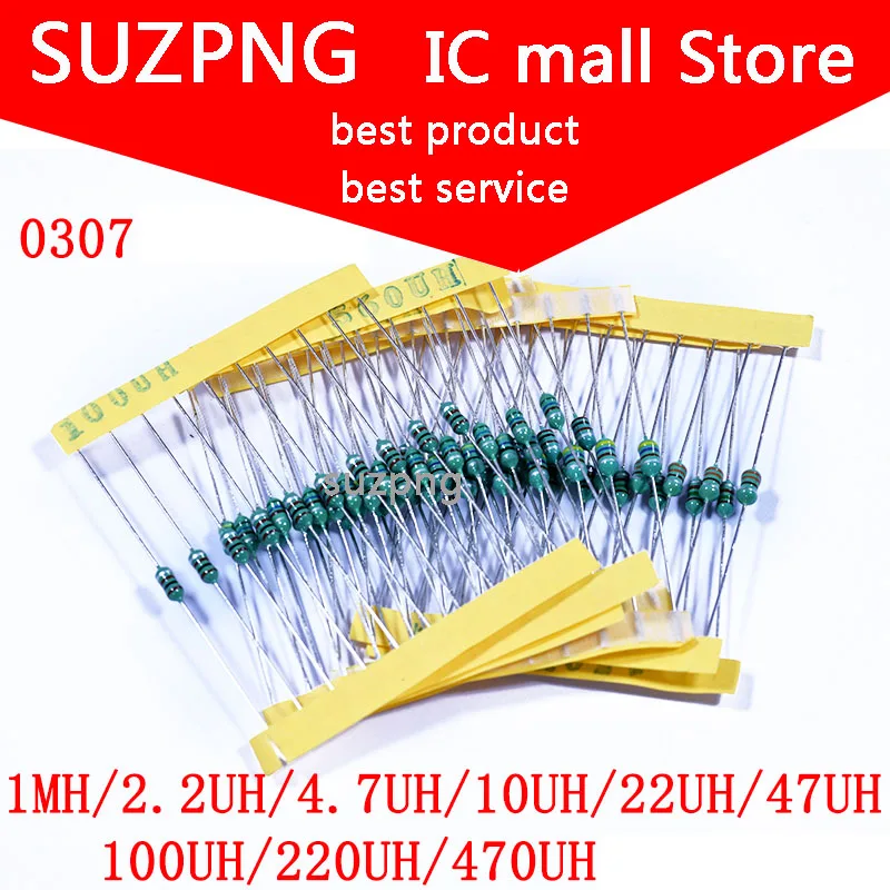 

50 шт. 0307 1/4 Вт индуктивность цветного кольца 1/4 Вт 1 мгн 2 мкГн 4,7 мкГн 10 мкГн 22 мкГн 47 220 470 мкГн