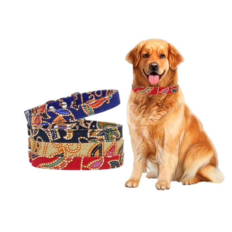 

Ошейник для домашних питомцев, Двухслойное ожерелье из цветной ткани в богемном стиле для маленьких и средних щенков, кошек, поводок, аксесс...