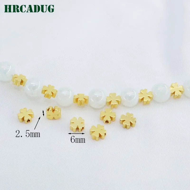 Wholesale Bracelet Bead 18K Gold Plated Round Flower Spacer Beads For Separation Handmade DIY Jewelry Accessories Copper Beads
