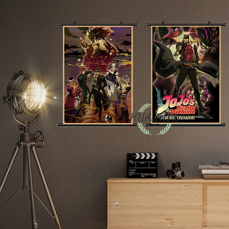 

Bizarre Adventure Vintage Kraft Paper Framed Printing Poster Decor Anime Poster Wall Decoration Home Pictur Interior Paintings