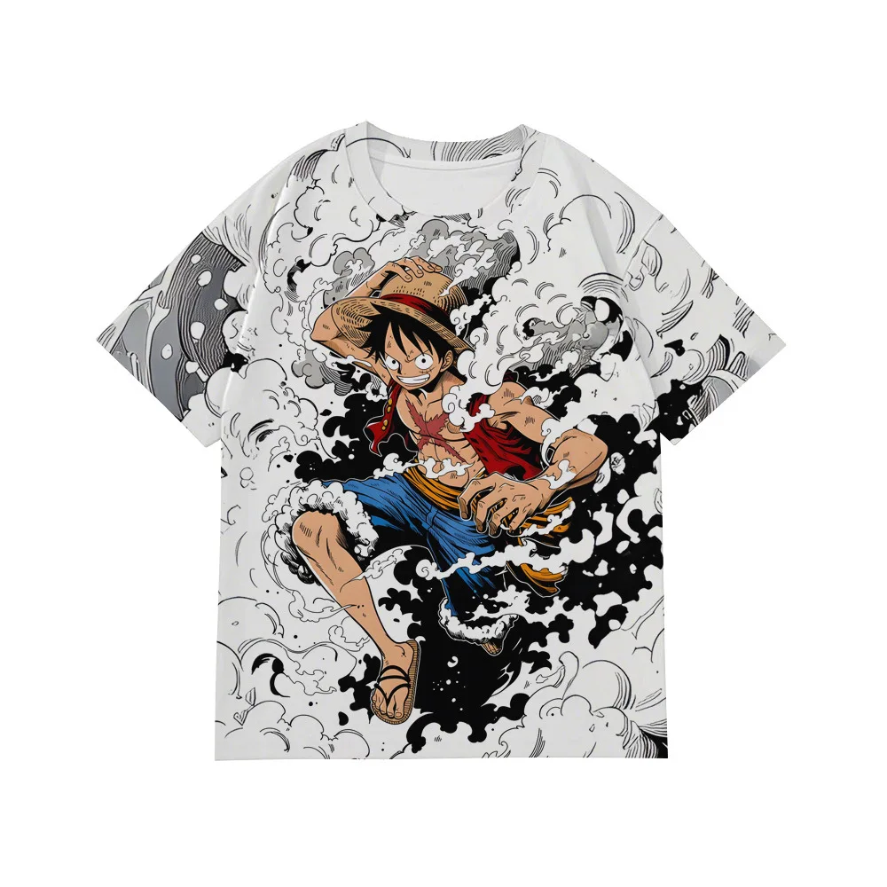 Фото Футболка с принтом аниме One Piece: Луффи и Солон, мужская и женская, спортивная, летняя новинка 2026 года №1