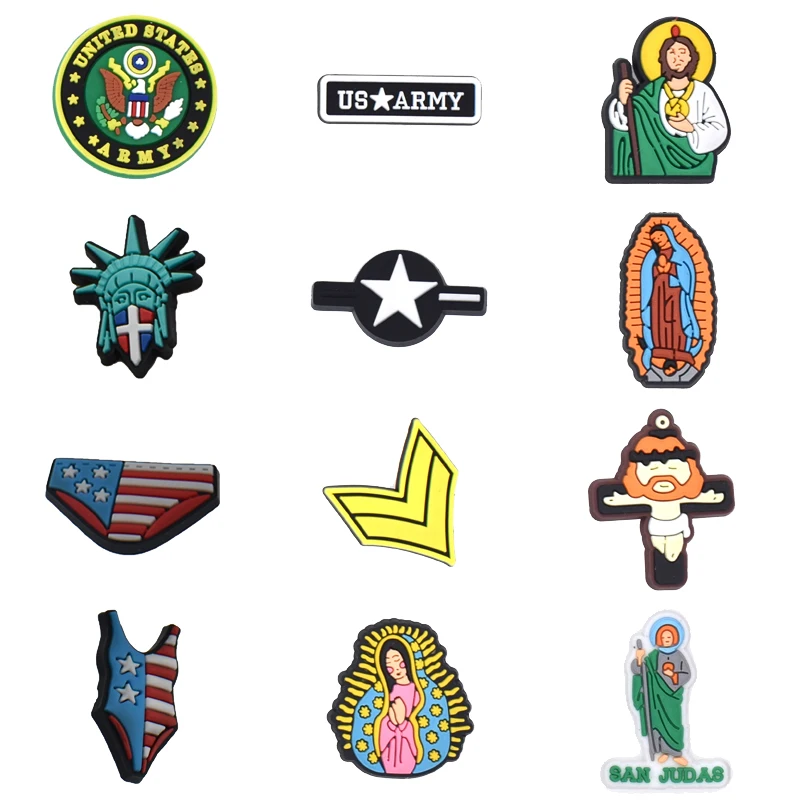 

Wholesale 1Pcs PVC Christianity Jesus Mary for Crocs Charms Women Buckle Kids Pins Decoration Jeans Wristbands Shoe Accessories