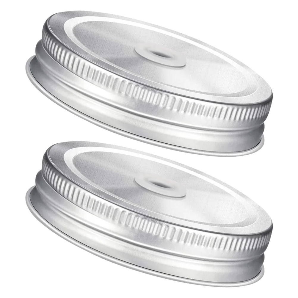 

Stainless Steel Perforated Cover Sealing Lid Hole Secure Canning Jar Cap Storage Drinking Lids Straw Mason Leak Proof