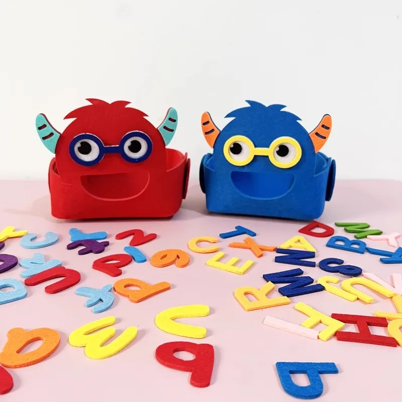 

Игра с буквами алфавита Little Monster Feed, 26 шт., учебные пособия для изучения английского класса, игрушка для раннего развития родителей и детей
