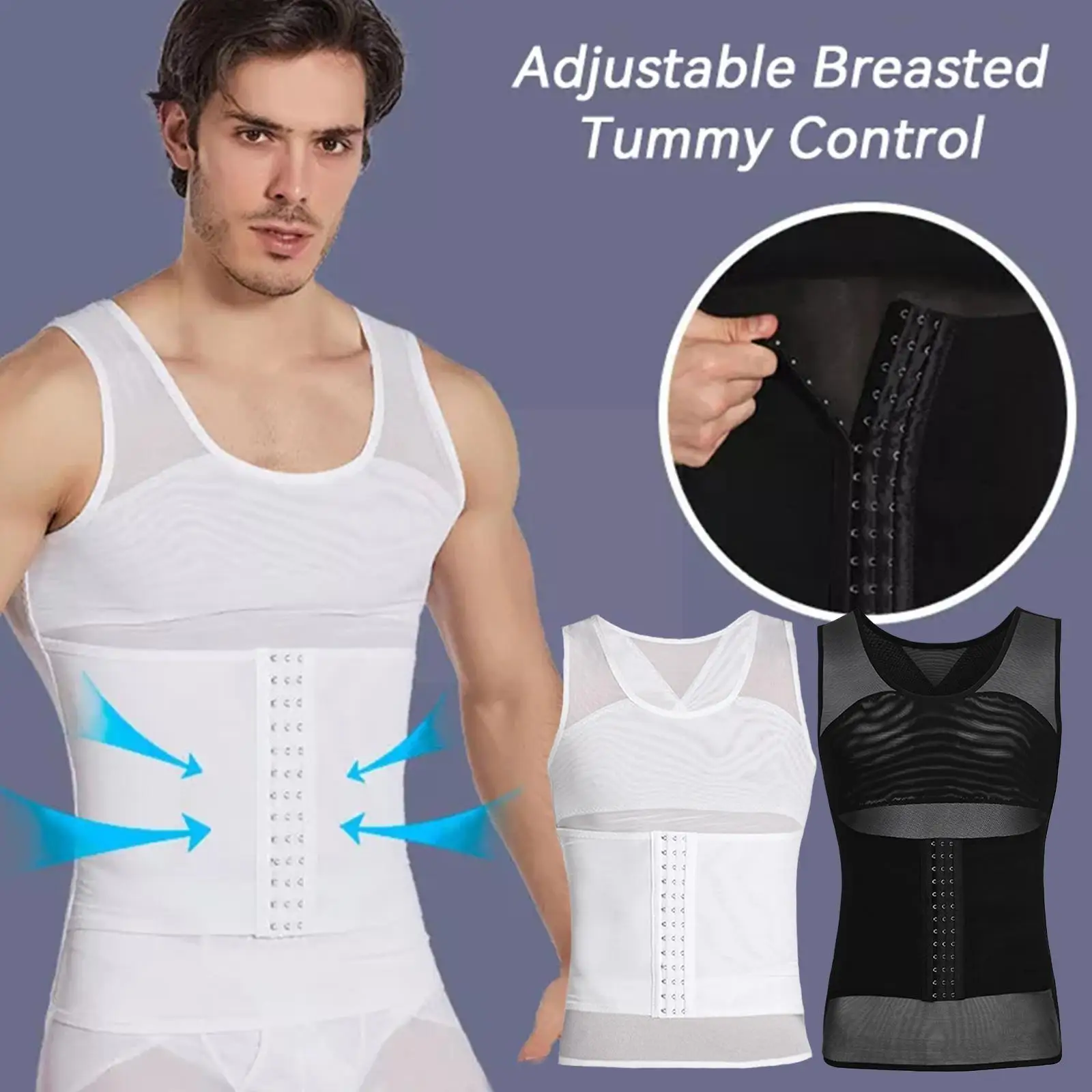 

Men Shapewear Boobs Gynecomastia Slimming Waist Trainers Shaper Posture Control Chest Corset Binder Back Corrector Belly C2b3