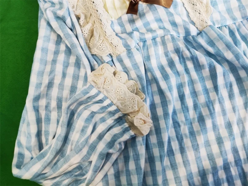 Women's Pajamas Set Sexy Plaid Princess Cute Sleepwear Lace Bow Pyjama Big Size Sweet Cozy Homewear Full Sleeve Shirt