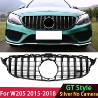 silver black no camera gt style panamericana grille grill for mercedes c class w205 sport c180 c200 c300 c400 c43 2015 2018