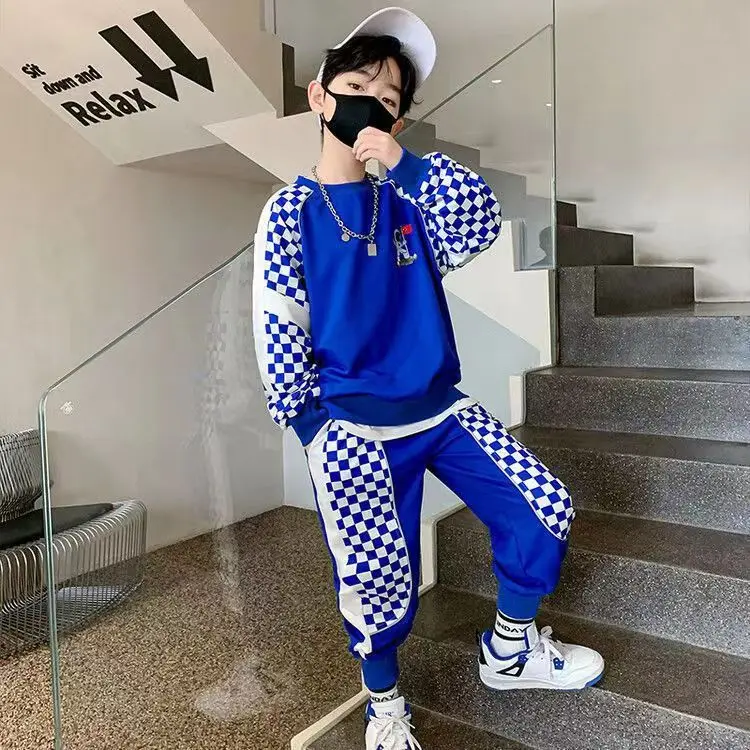 Спортивный костюм для мальчиков модный красивый детский корейский пуловер и