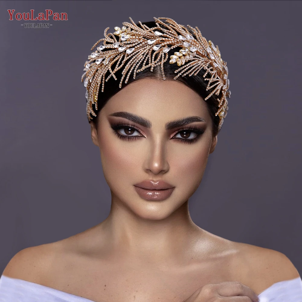 YouLaPan Роскошная Серебряная Повязка На Голову Со Стразами Свадебная Диадема