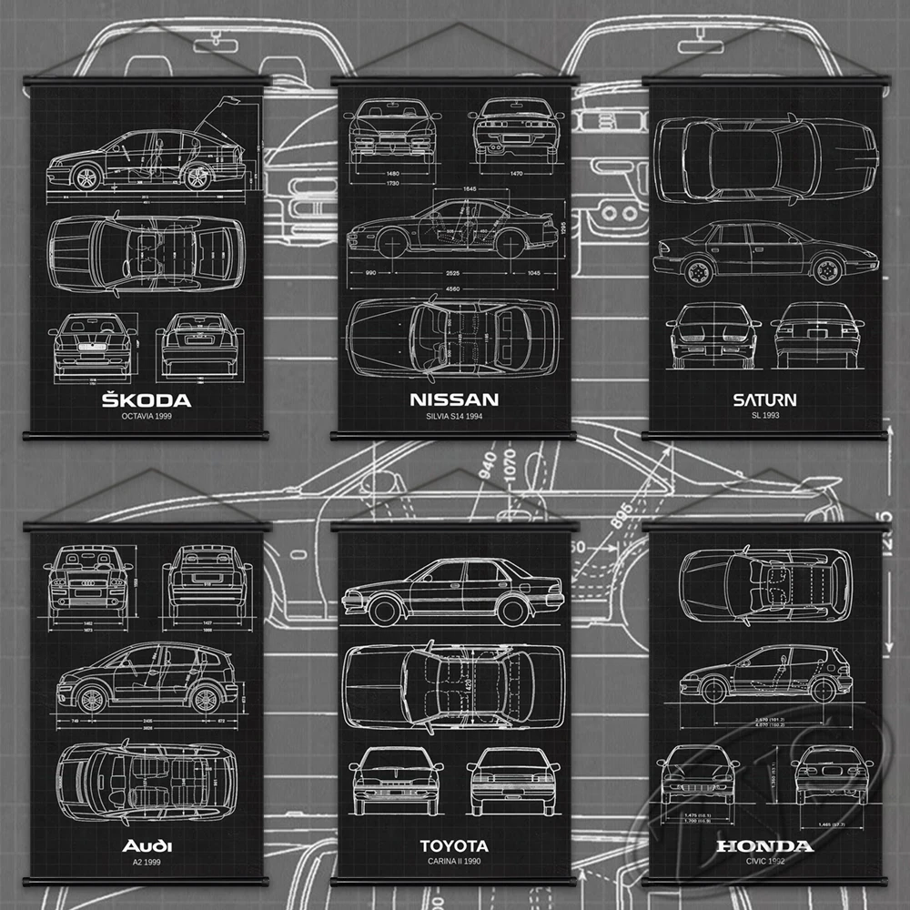 

Canvas Painting Sport Car Poster Vehicle Hanging Scrolls Blueprint HD Artwork Patent Prints Home Children's Room Wall Picture