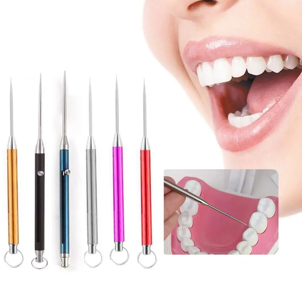 

New Adjustable Telescopic Pocket Toothpick Metal Fruit Pick Titanium Fruit Fork Camping Tool Toothpick Tube Stronger Than Dent