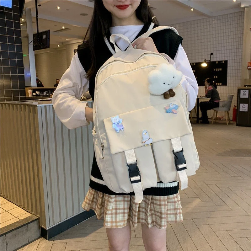 Simple Large Capacity Backpack Youth Schoolbag Men's Multi-functional Backpack Girls' Nylon Backpacks