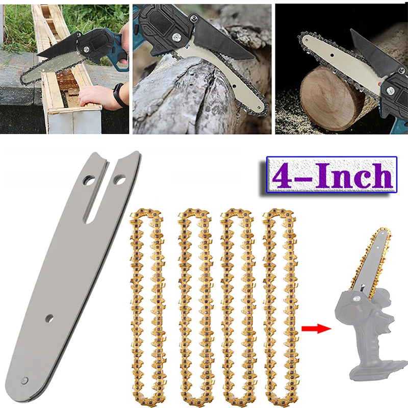 

1/2/4pcs 4/6 Inch Chain Saw Guide Bar Set with 4/6 Inch Guide for Electric Chain Saw Logging Pruning Chainsaw Replacements Gold