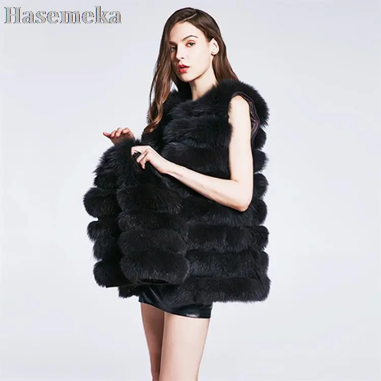 Natural Fox Fur Coat Removable Women Long Real Fox Overcoat Winter Warm Thicken All-match Jackets With Fur Vest For Women