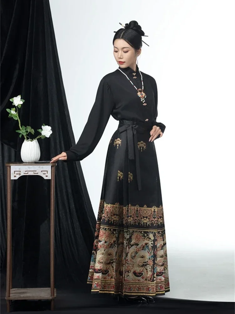 Оригинальная юбка Hanfu Dragon Mamianqun с китайским лунным новогодним драконом 2024 тканая