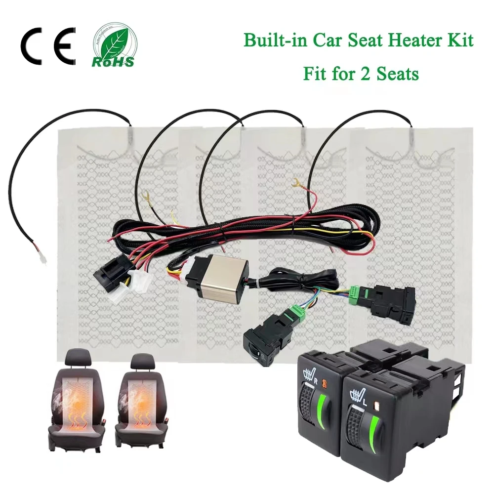 

Built-in Car Seat Heater Kit Fit 2 Seats 12V 27W Heating Pads Control Switch For Toyota Camry Corolla RVA4 Leiling Highlander