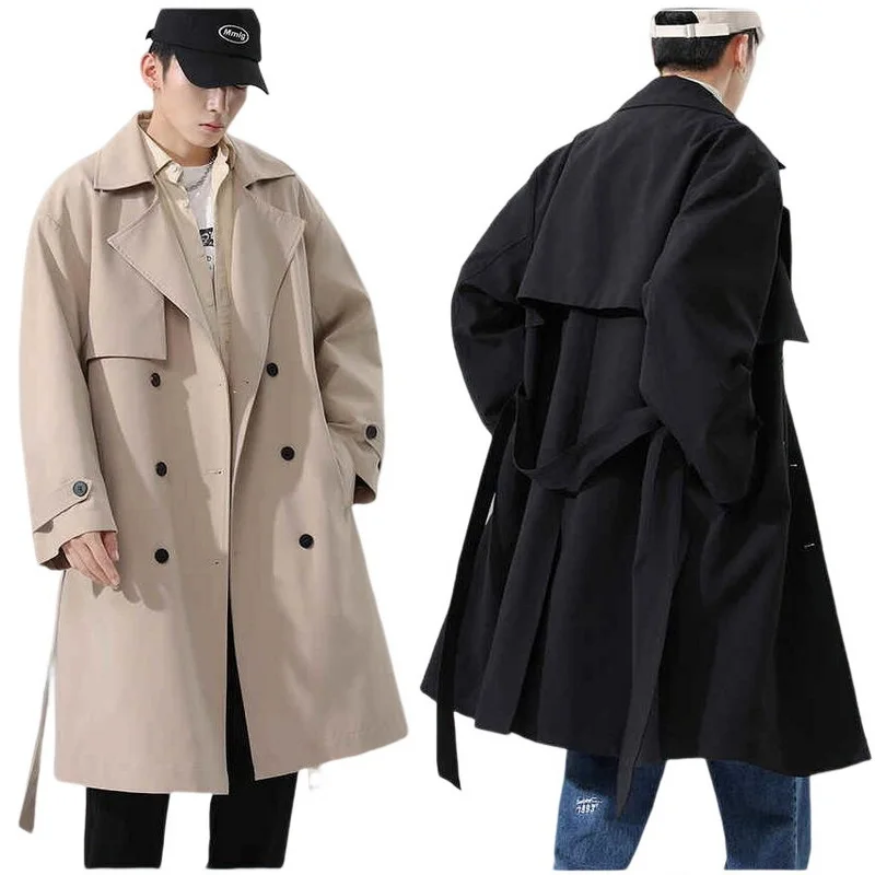 

Тренч мужской свободного покроя, модная ветровка, деловой Повседневный длинный плащ, английский/хаки