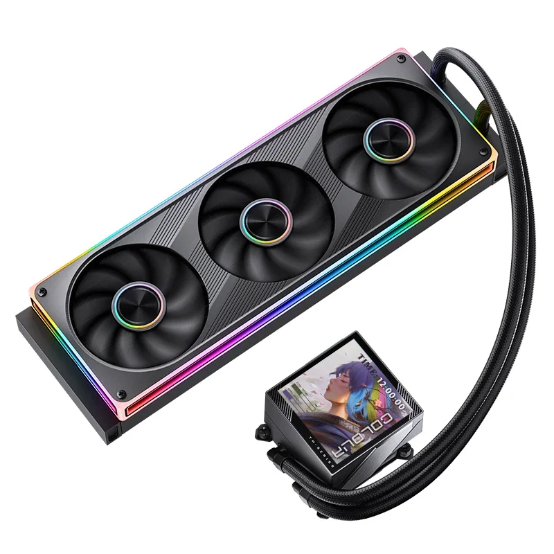 Фото Водяное охлаждение JONSBO TM Series AIO 360/280 мм с 3,95-дюймовым IPS-экраном, ARGB-вентиляторами, магнитным дисплеем на насосе, для процессоров AM5, AM4, 1700, 1850 №2