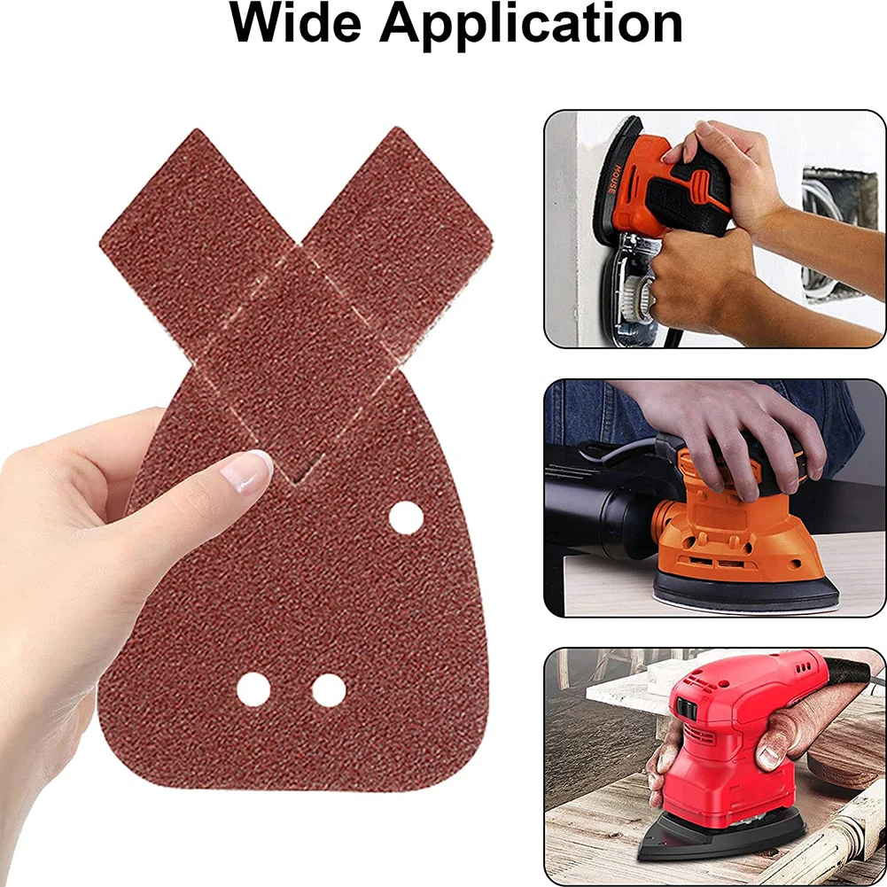 

40pcs Sander Pads 40# 60# 80# 120# 4 Hole Triangular Sandpaper Alumina Sanding Paper Backing Pad Car Polisher Angle Grinder