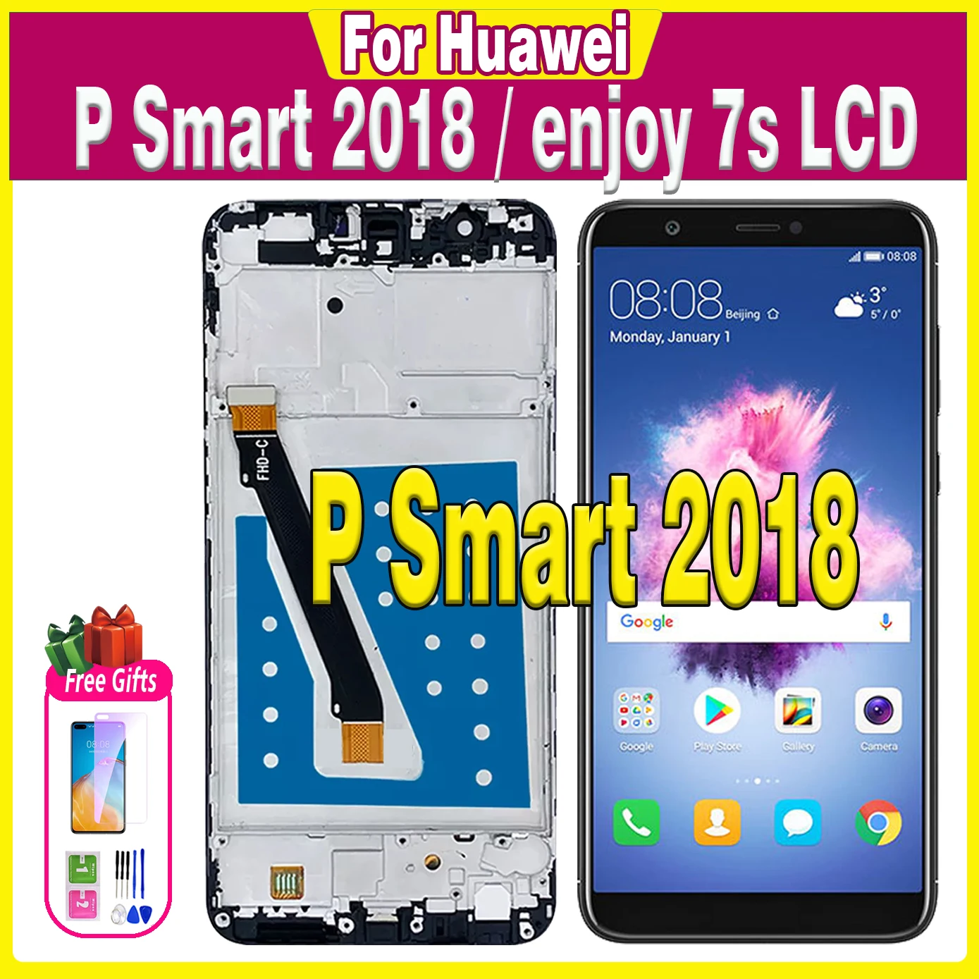 

Tested For Huawei P Smart LCD FIG-LX1 LX2 LX3 FIG-LA1 Display Touch Screen Assembly P Smart 2018 LCD Enjoy 7S Screen Replacement