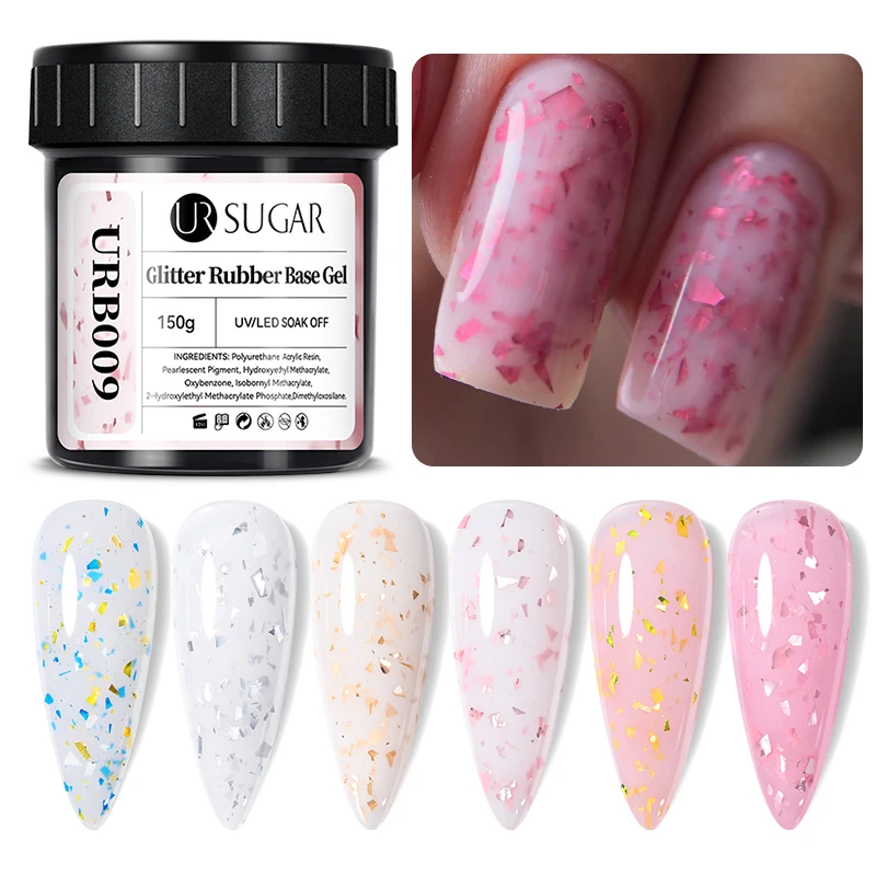 

UR SUGAR 150g Glitter Rubber Base Gel Gold Sequins Pink Camouflage Gel Color Soak Off UV LED Nails Gels Varnish