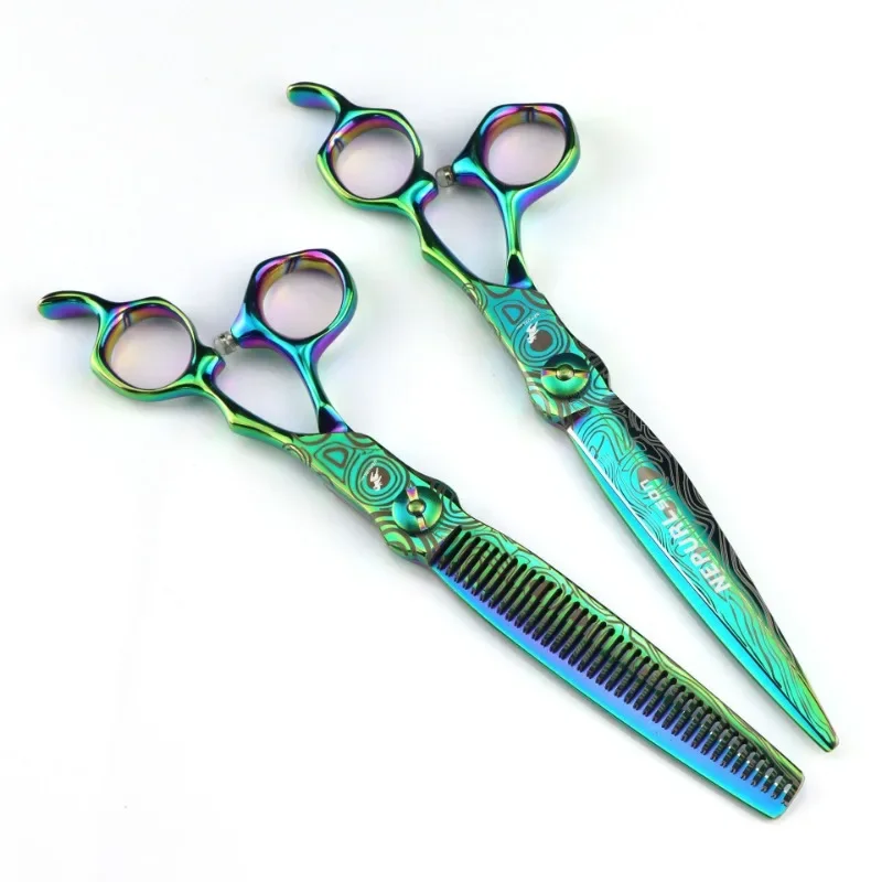 

Professional 7 '' Green Damascus Scissor Upscale Hair Scissors Cutting Barber Tools Haircut Thinning Shears Hairdresser Scissors