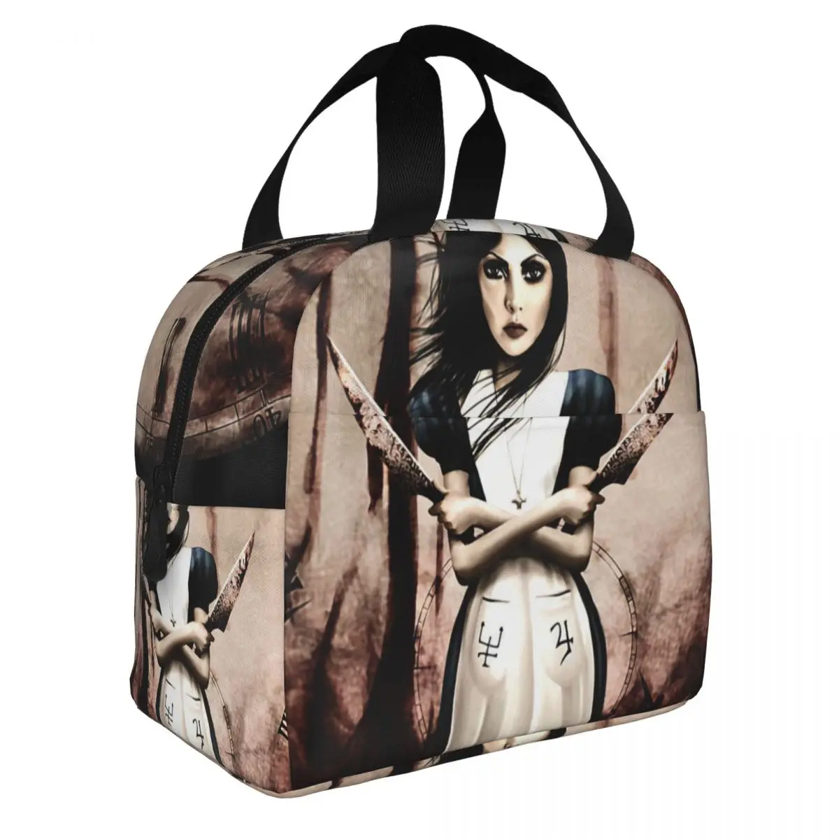 Alice Madness Returns Lunch Bento Bags Portable Aluminum Foil thickened Thermal Cloth Lunch Bag for Women Men Boy