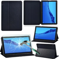 tablet case for huawei mediapad m5 lite 10 1m5 10 8 soft leather folio stand cover flip protective shell tempered glass